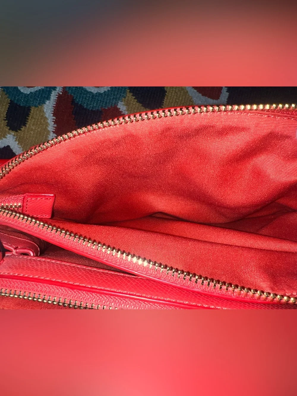 Coach coral Leather Satchel with Top Handles and Shoulder Strap